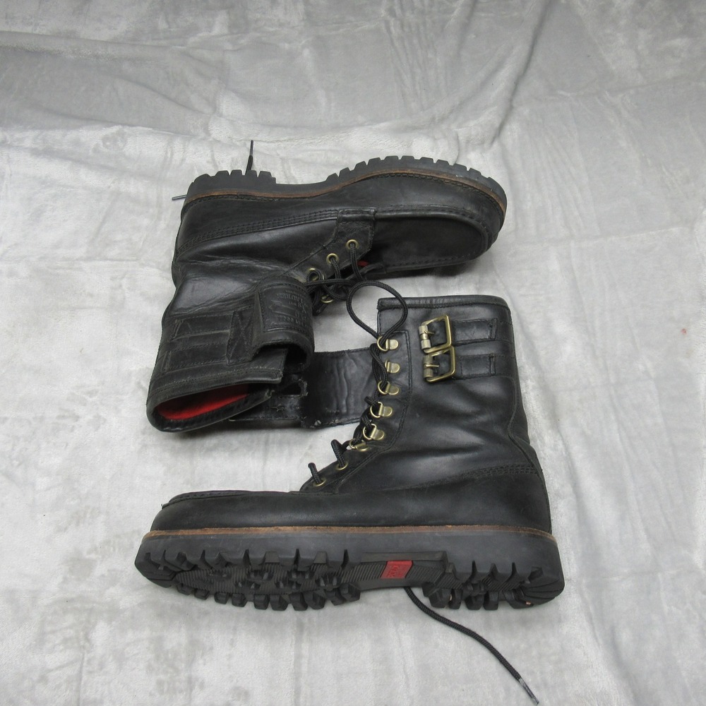 Polo Ralph Lauren Mens 9.5D Wolcott Boots BLK Leather Buckle Work Combat Ranger - Picture 4 of 16